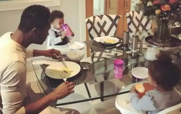 PHOTO: Mikel Enjoying ‘Special Meal’ With His Twin Daughters